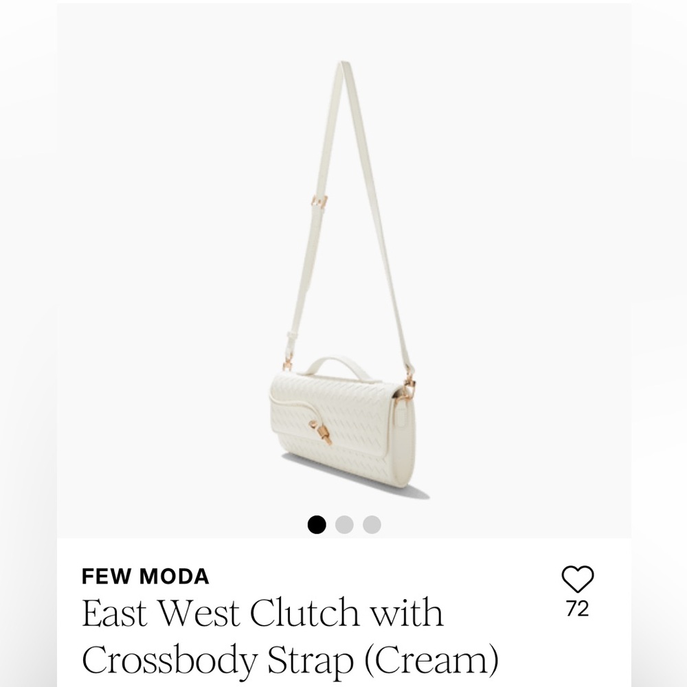 FEW MODA Cream East West Clutch with Crossbody Strap NWOT